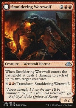 Smoldering Werewolf / Erupting Dreadwolf⁣ - Eldritch Moon⁣ (Uncommon)⁣ [142]