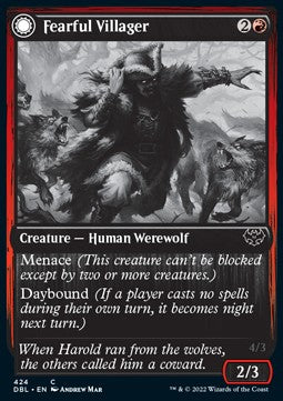 Fearful Villager // Fearsome Werewolf⁣ - Innistrad: Double Feature⁣ (Common)⁣ [424]